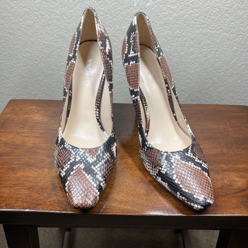 Nine West Pumps Womens Python Snake Print Pointed Toe Stiletto Heels  size 9M - Picture 11 of 15